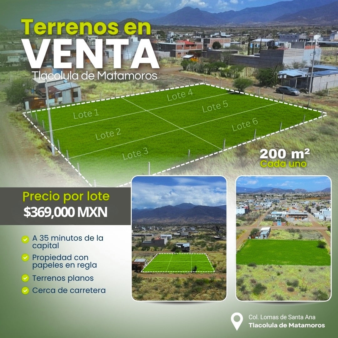LOTES RESIDENCIALES, TLACOLULA OAXACA.